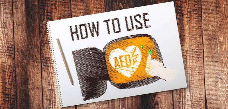 AEDの使い方を、図を交えて丁寧に紹介。未就学児の場合の相違点も。