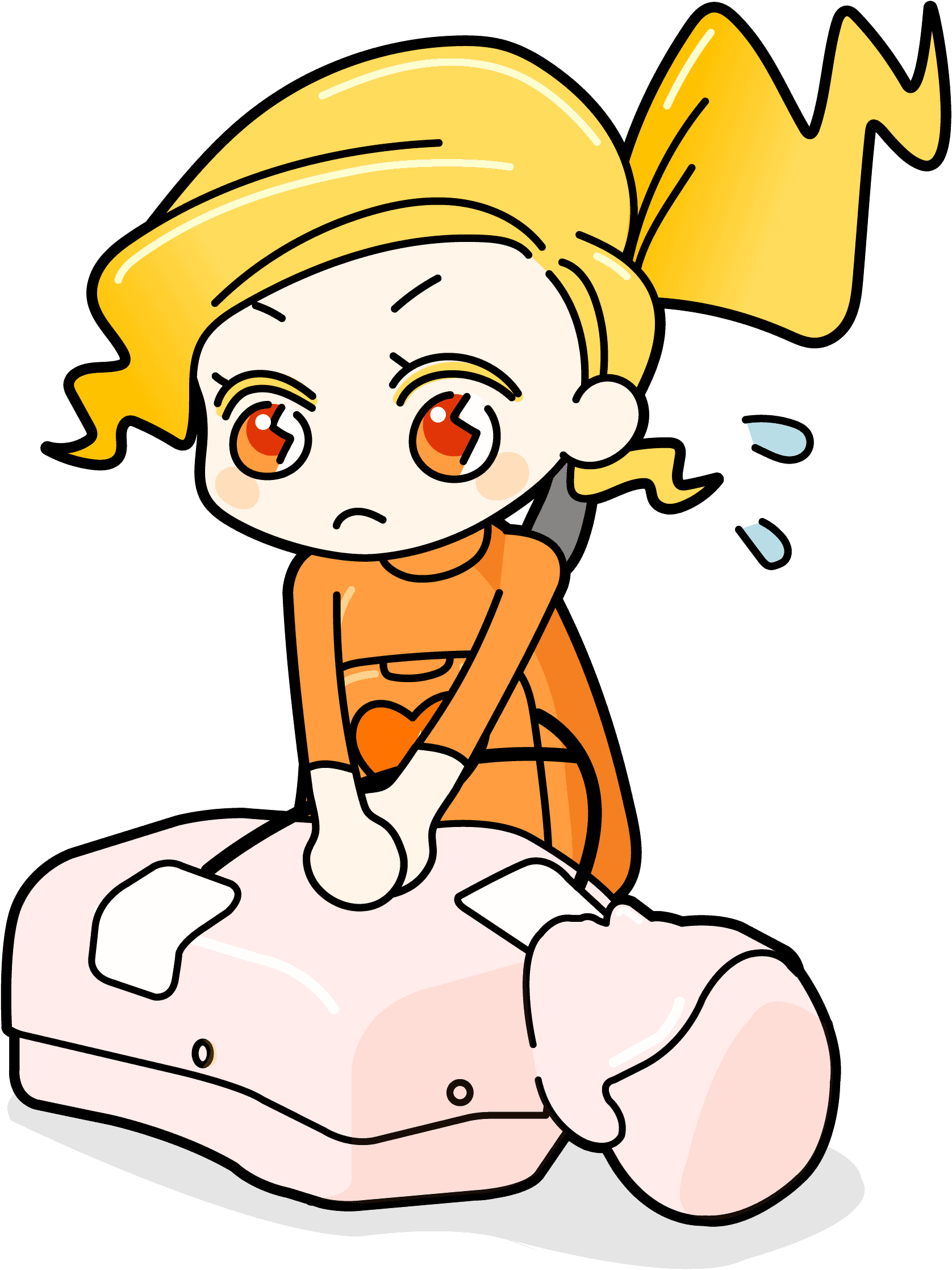 aedchan16 AED(自動体外式除細動器)と心肺蘇生(CPR)を行っているあえだちゃん